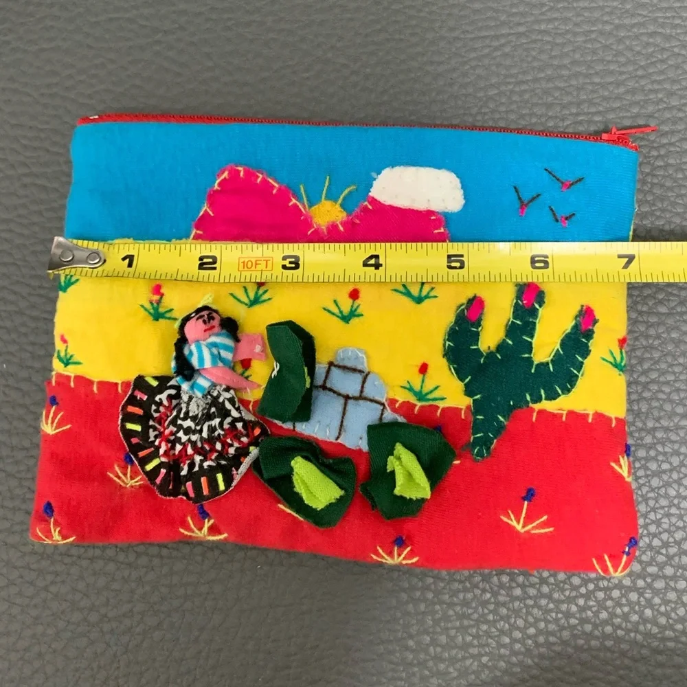 Vintage Aztec Adobe Mini Pouch Bag 5”x7”